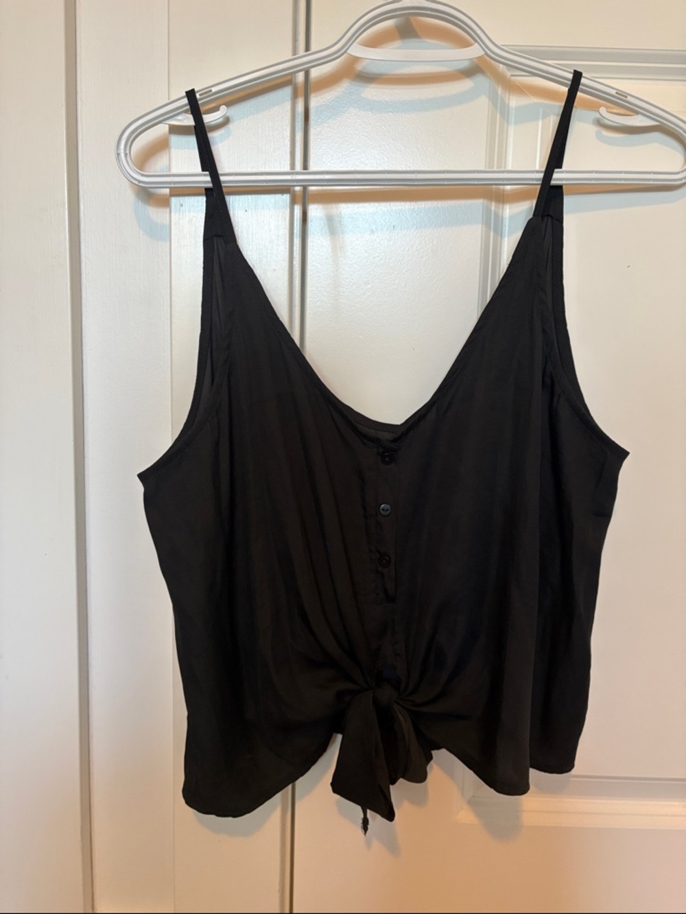 Women’s Black Tie-Front Spaghetti Strap Camisole
